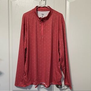 1764 Mens Quarter Zip Pullover Golf Top XXL NWT Coral Navy Blue Gray